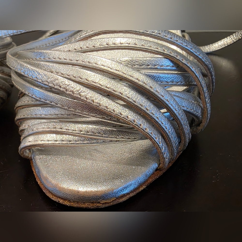 Christian Louboutin Silver Strappy Heels - Picture 5 of 16